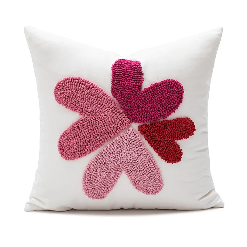 cute heart shape flower cotton pillow cases