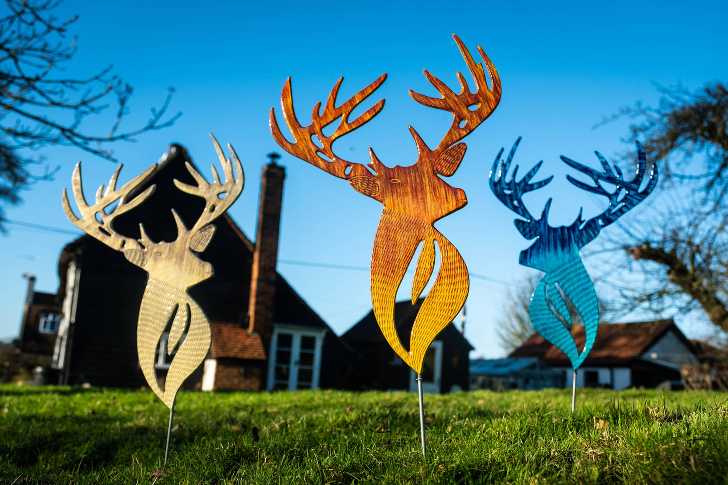 Brushed Silver Stag Head 52 cm