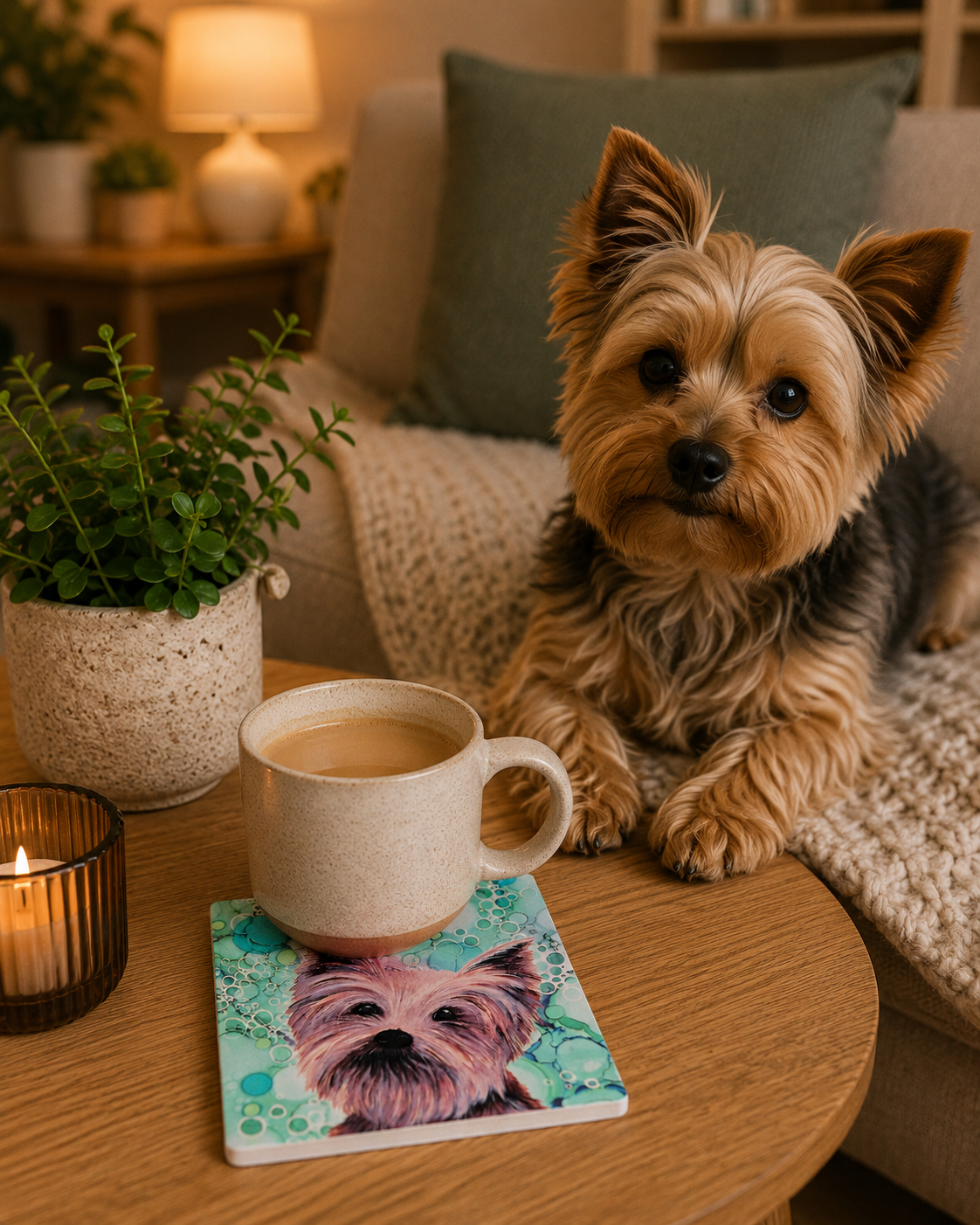 Yorkshire Terrier Dog Ceramic Coaster