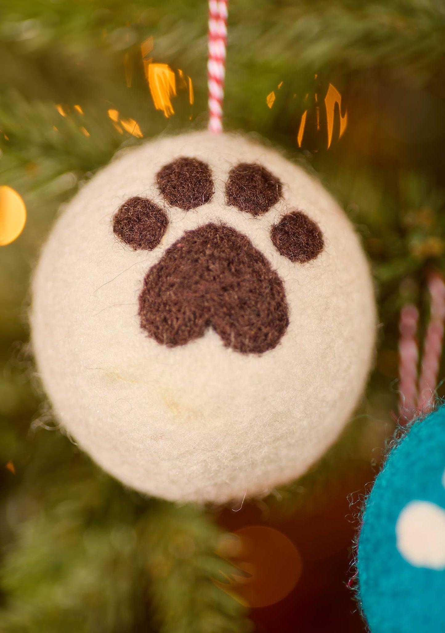 Felt Paw Print Baubles