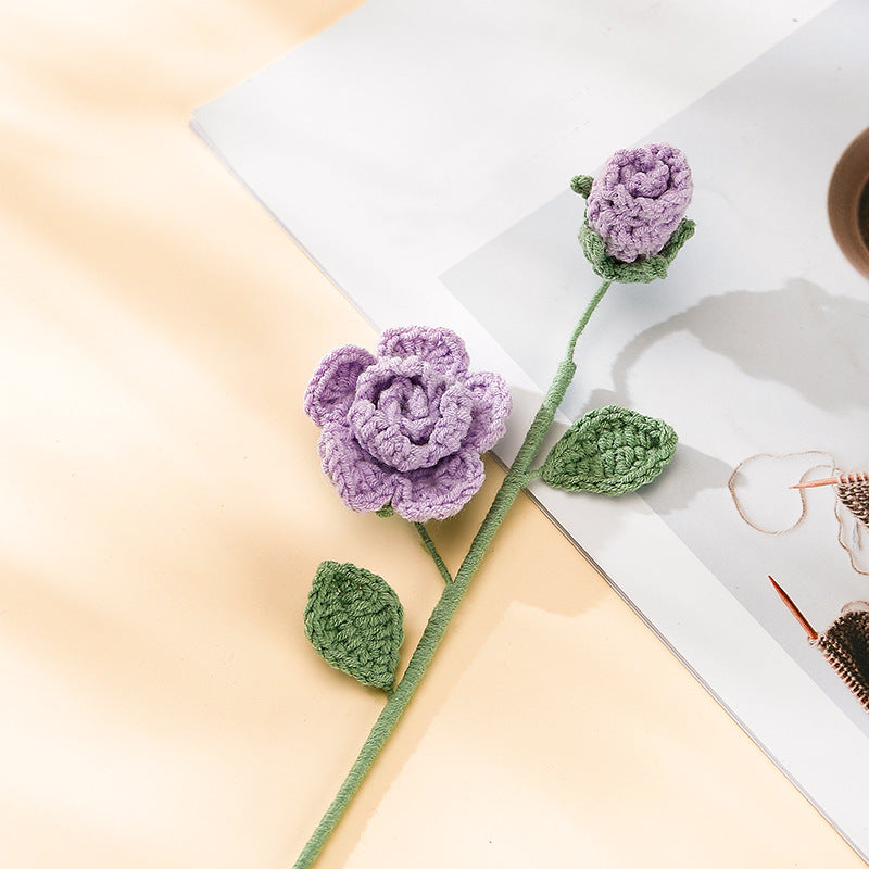 Hand-woven Barbie Rose Creative Wool Artificial Flower Living Room Furnishings Valentine's Day Gift Birthday Gift