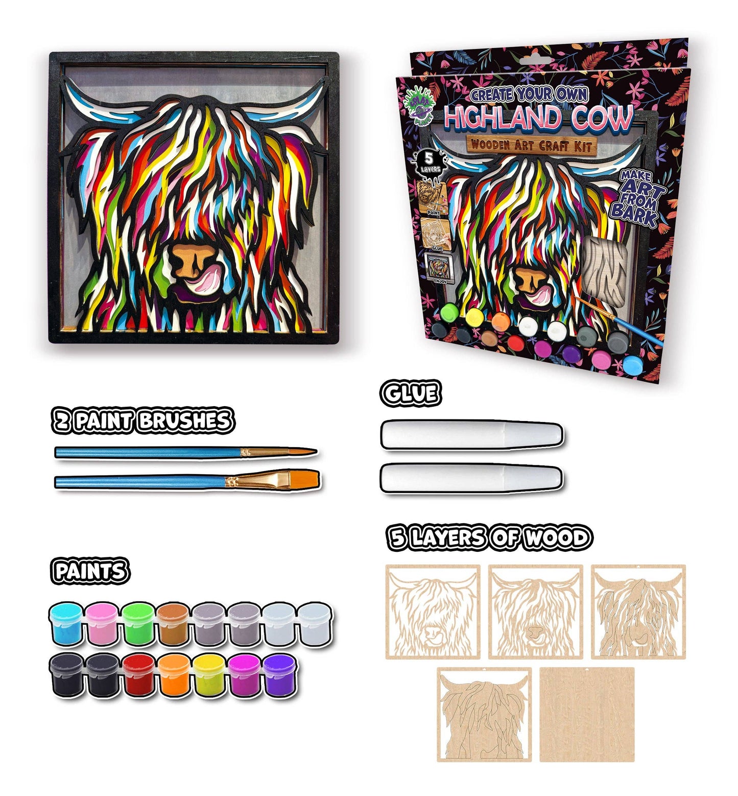 Wooden Highland Cow Art Craft  Kit