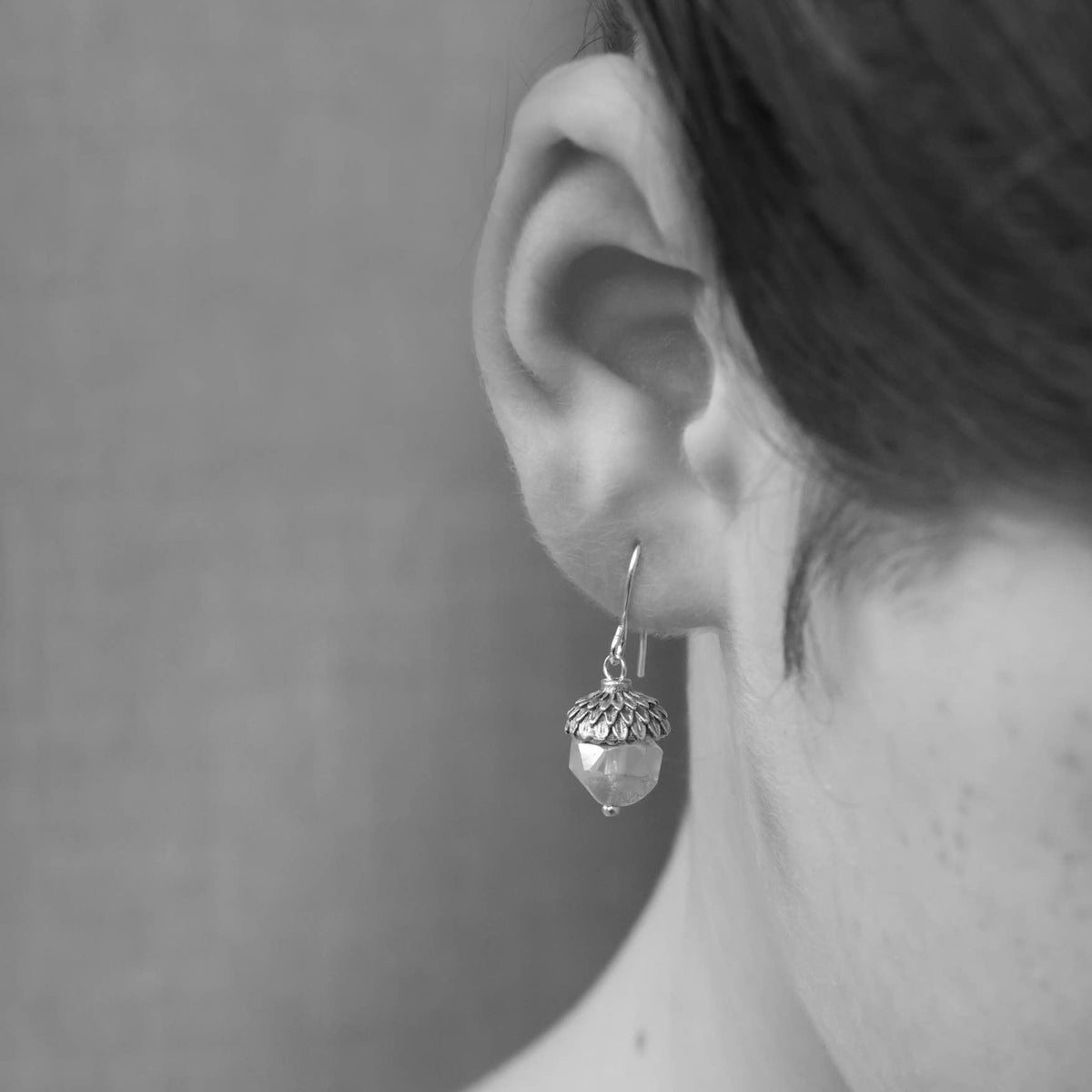 Teal Silver Acorn Earrings