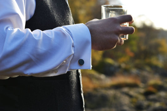 Gold-plated natural slate cufflinks