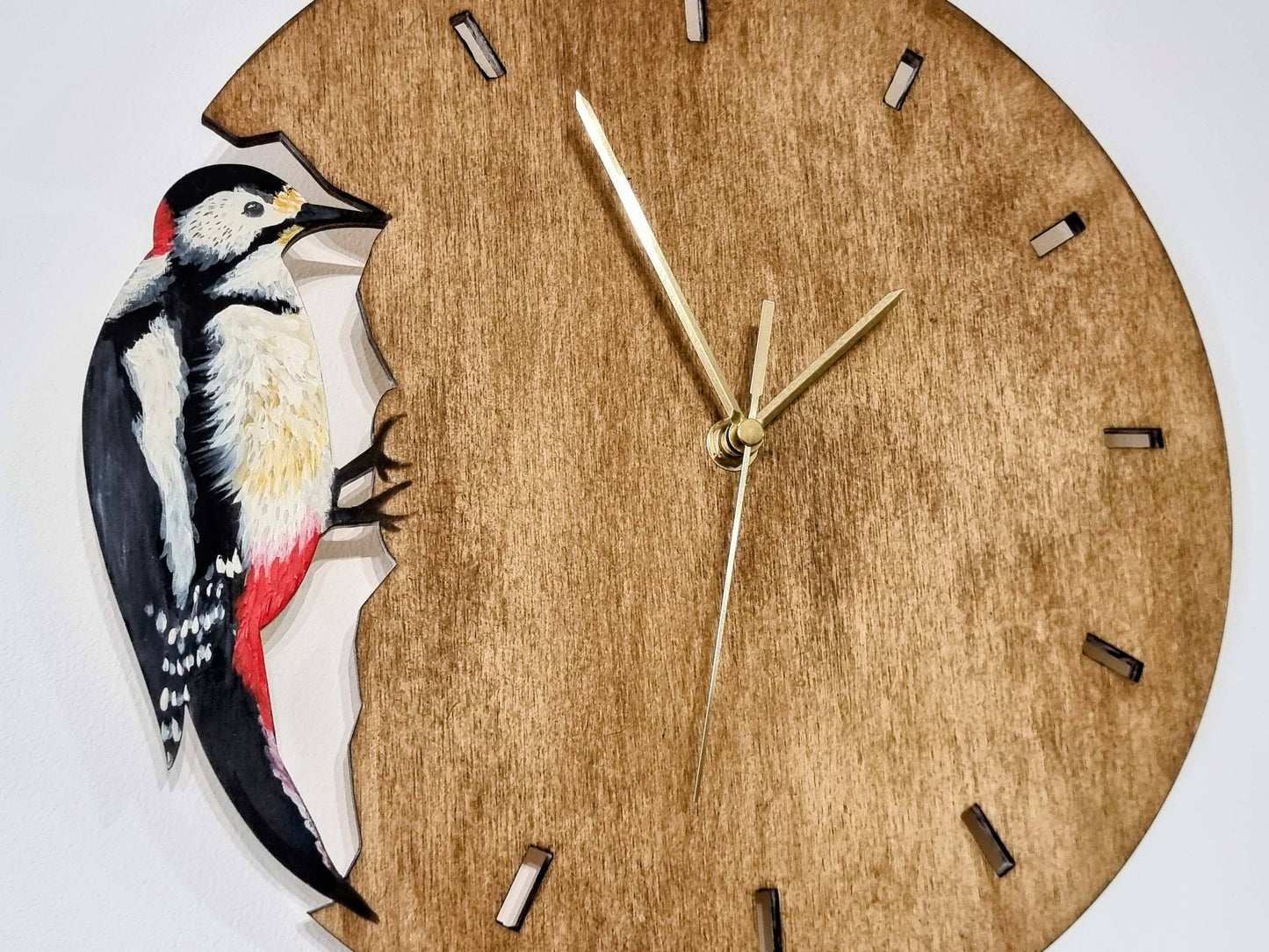 Scottish Woodpecker Hand Painted Wooden Bird Wall Clock