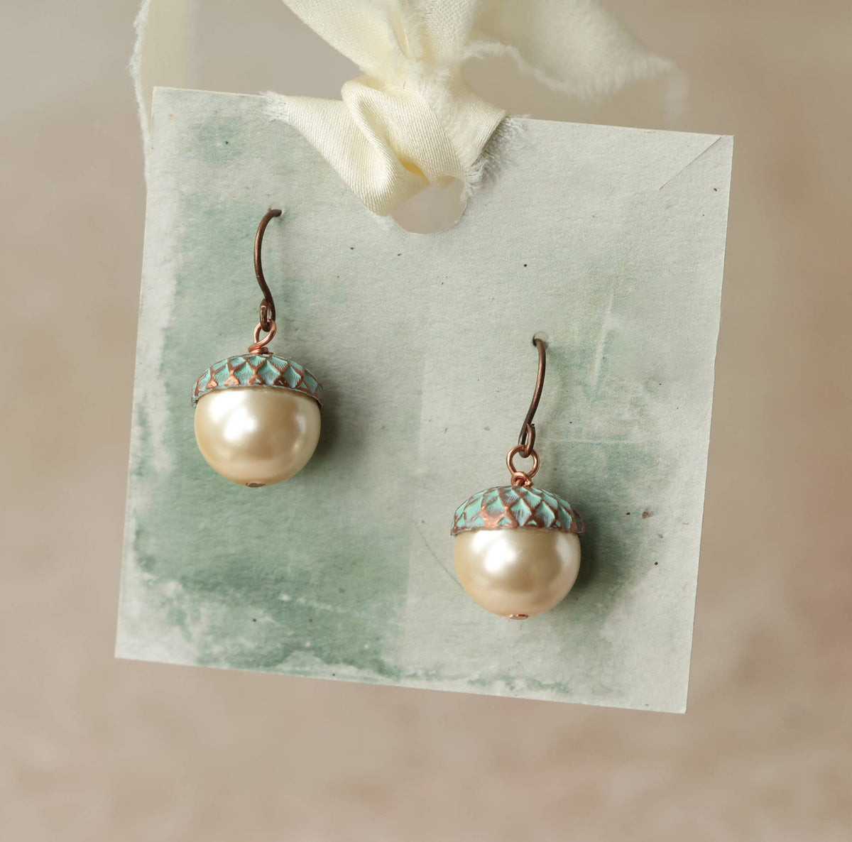 Blue Jade Acorn Earrings