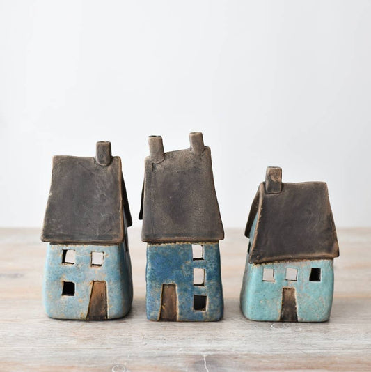 Speckled Blue Windlight House, 17.3cm