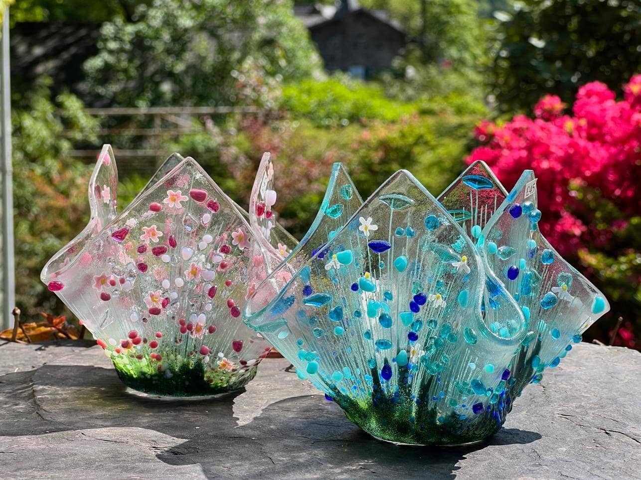 Handmade Fused Glass -  Cornflower Small Tealight