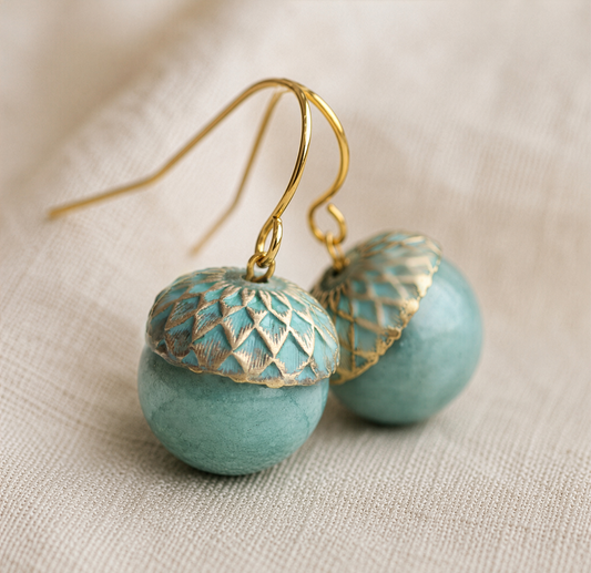 Blue Jade Acorn Earrings
