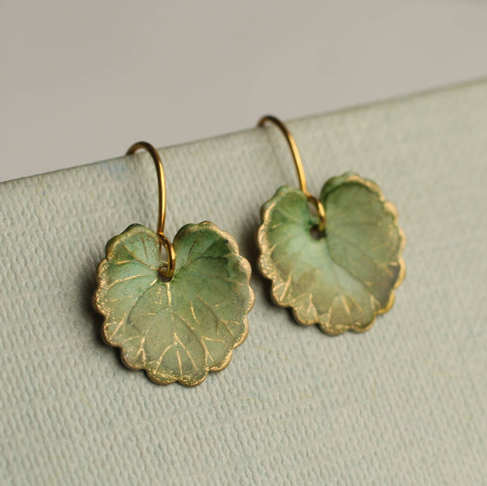 Olive Green Willow Leaf Earrings