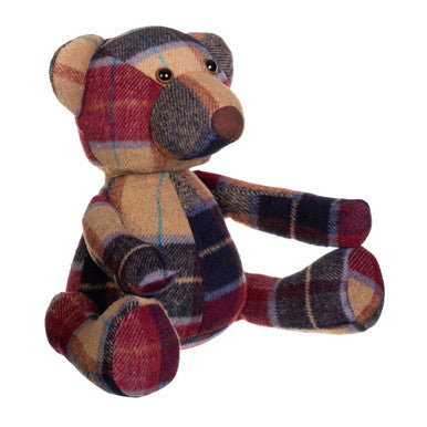 Heritage Large Maroon Check Tartan Bear Door Stop
