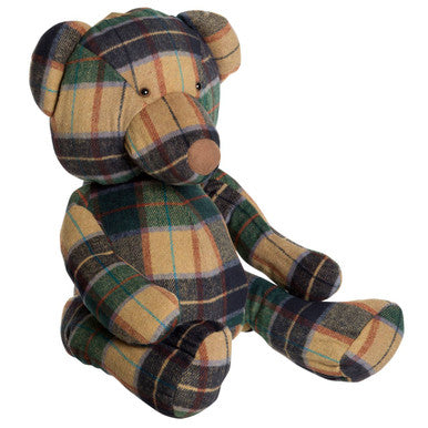 Heritage Large Green Check Tartan Bear Door Stop