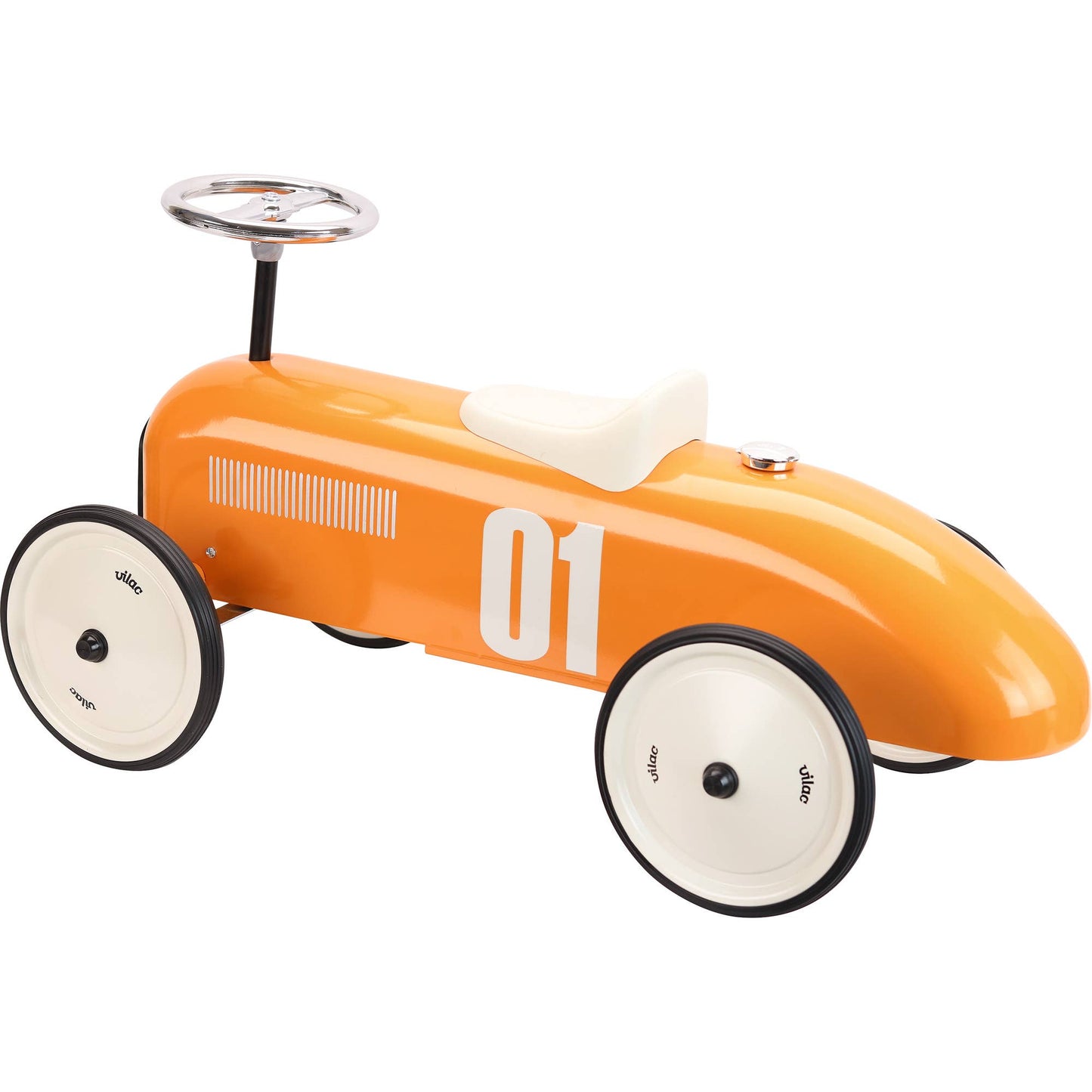 Vilac - Orange Metal Ride On Car Vintage Style Toy Vehicle