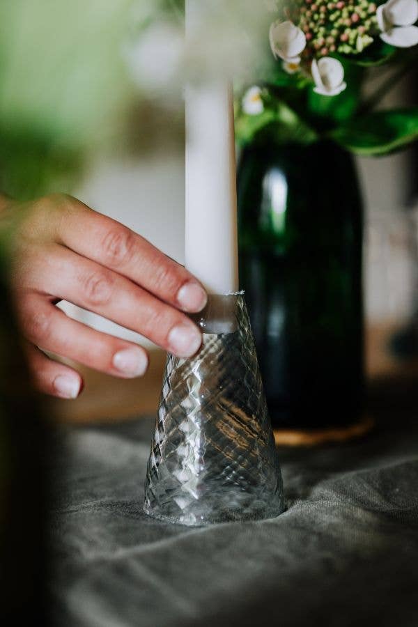 Recycled Clear Glass Candlestick Holder