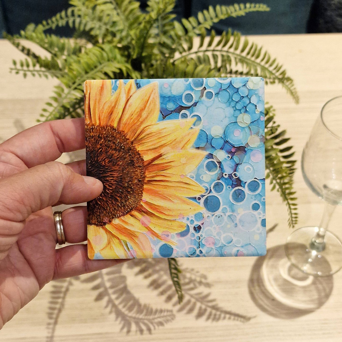 64-C Sunflower (Blue) Coaster