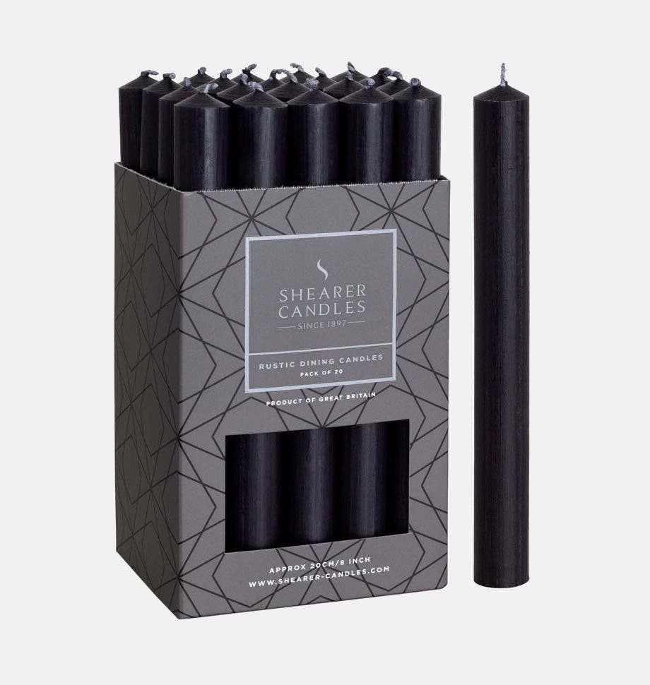 Black 8 inch Dinner Candles x 5