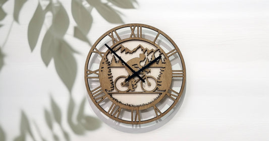 Cyclist Wooden Hand Painted Wall Clock