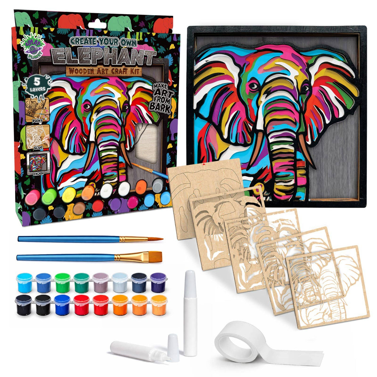 Wooden Elephant Art Craft Kit