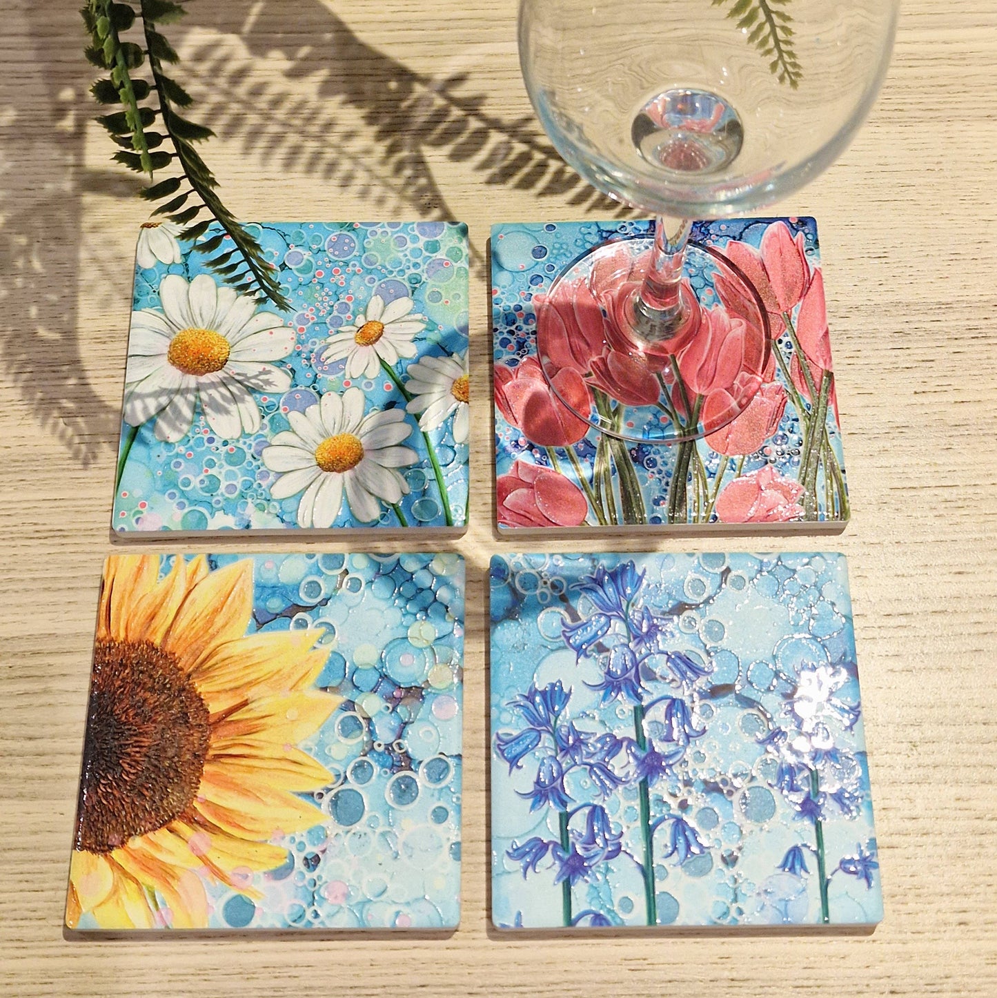 64-C Sunflower (Blue) Coaster