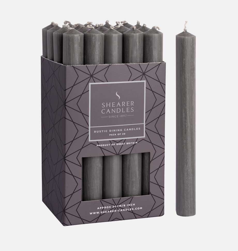 Grey 8 inch Dinner Candles x 5