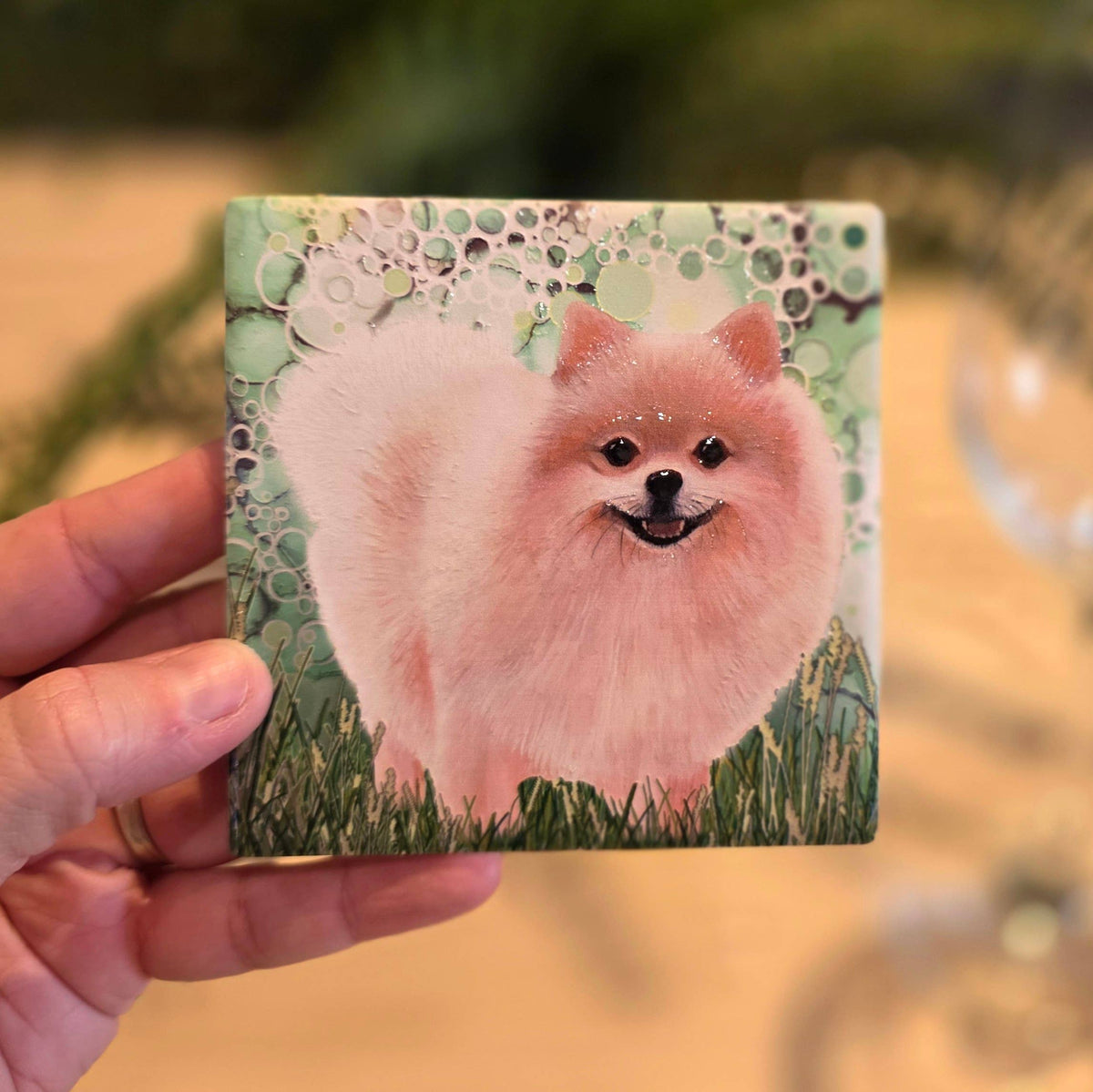 Pomeranian Dog Ceramic Coaster