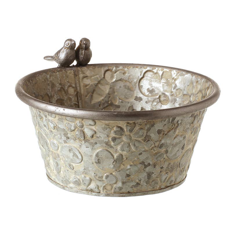 METAL POT WITH BIRD DECO t2