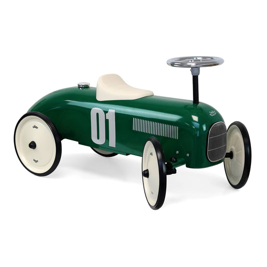 Vilal Metal British Racing Green Ride-On Car Vintage Style