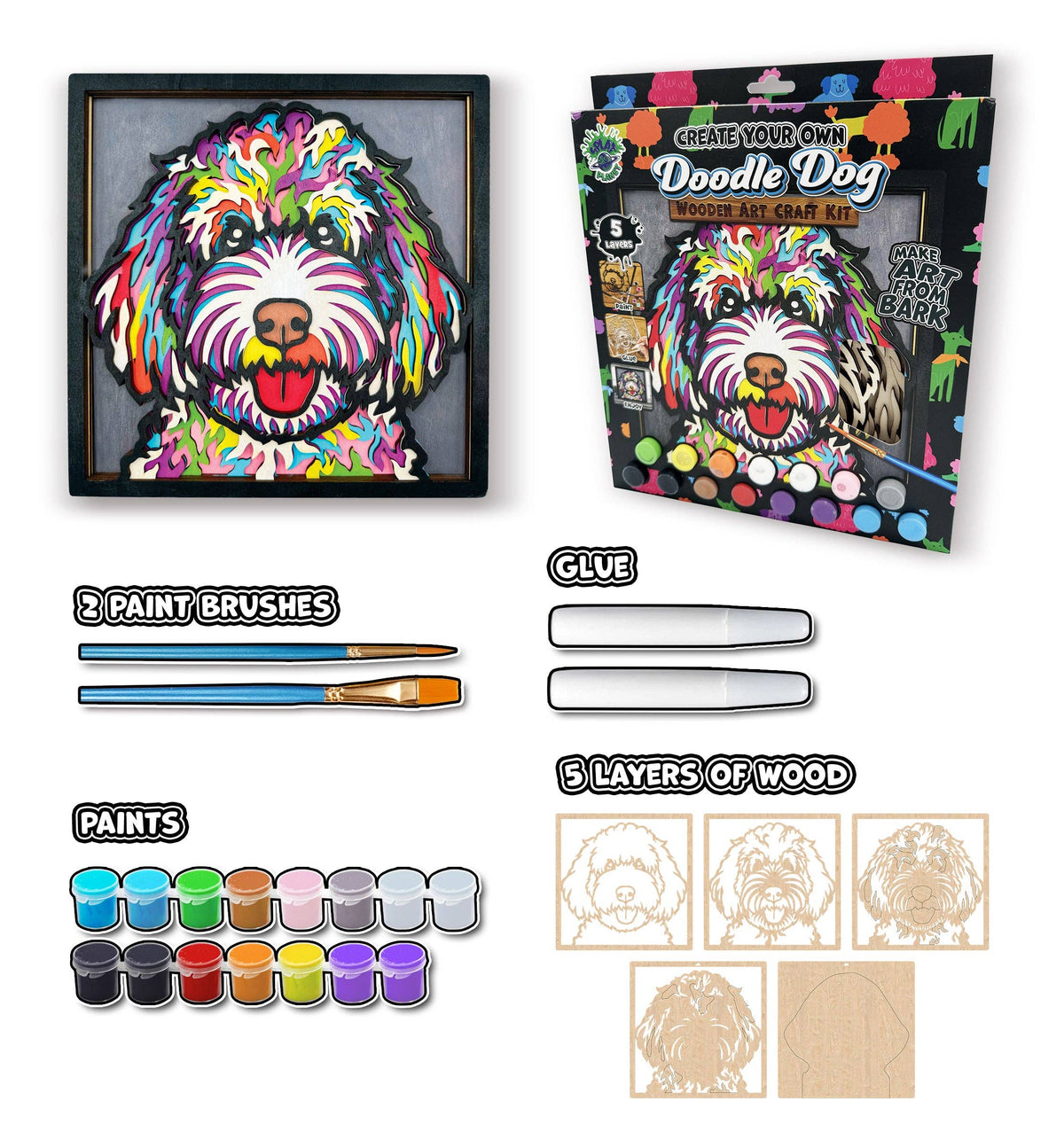 Wooden Doodle Dog Art Craft Kit