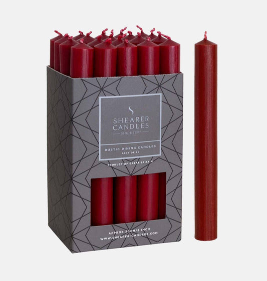 Burgundy 8 inch Dinner Candles x 5