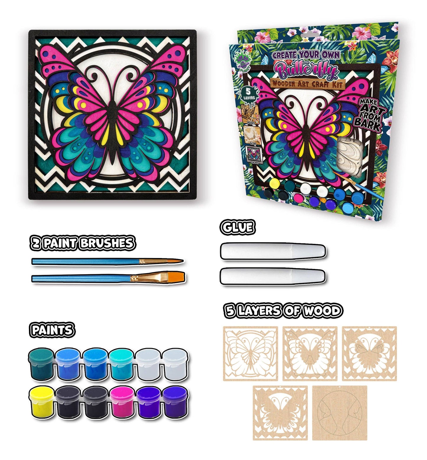Wooden Butterfly Art Craft Kit