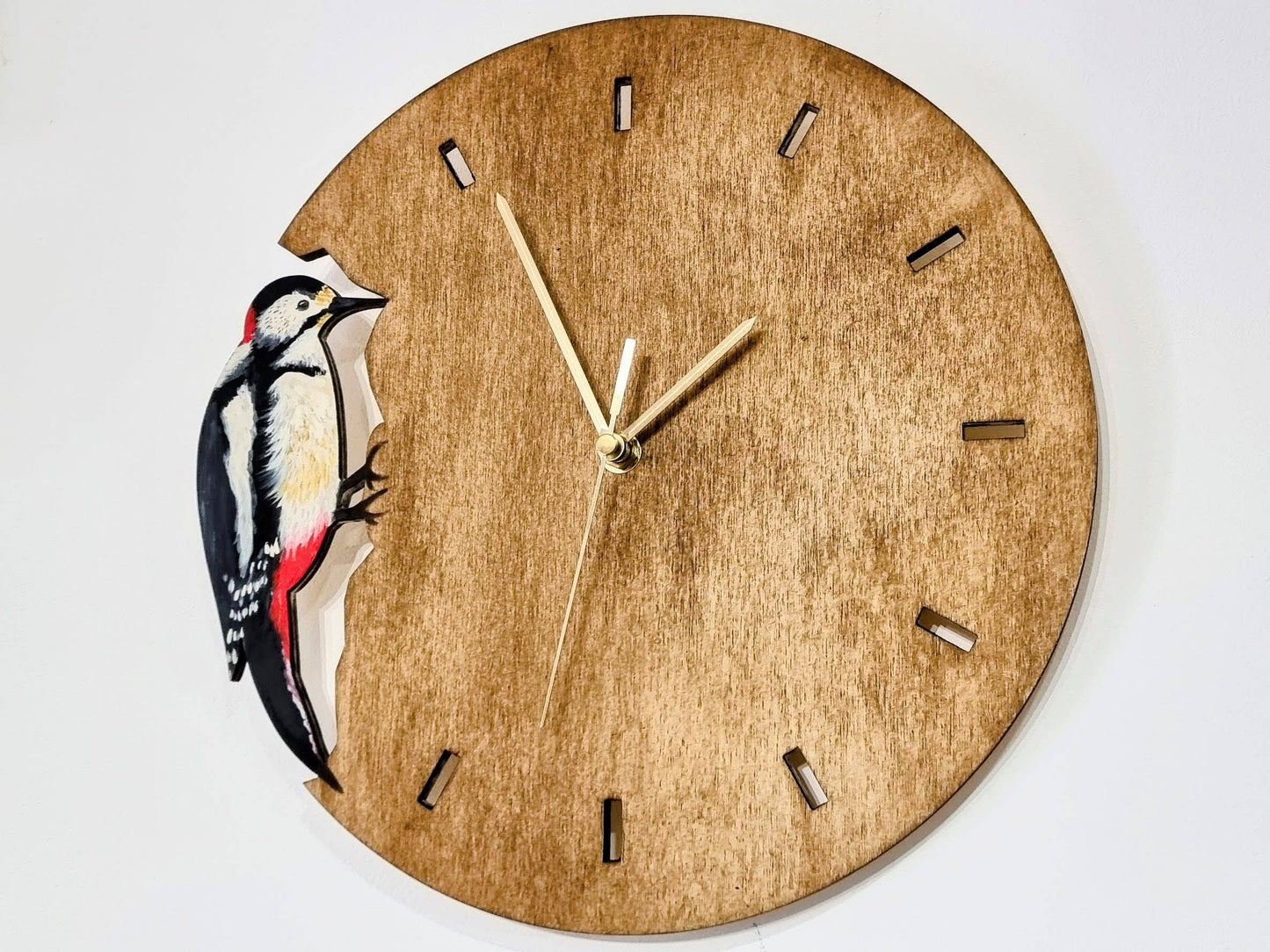 Scottish Woodpecker Hand Painted Wooden Bird Wall Clock