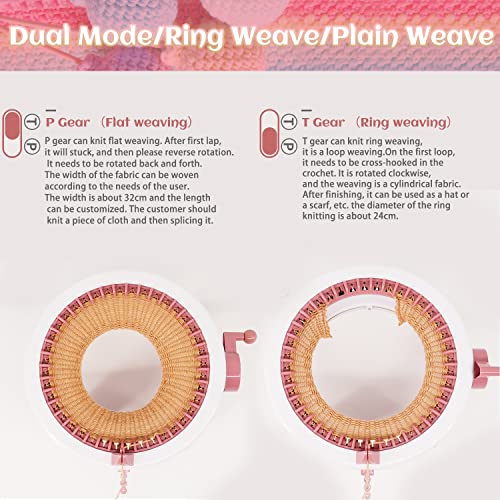 48 Needle Circular Knitting Machine for Adults & Children - DIY Looming Machine for Knitting Scarves, Hats, Socks & Gloves (Pink)