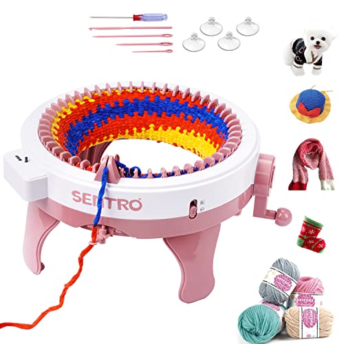 48 Needle Circular Knitting Machine for Adults & Children - DIY Looming Machine for Knitting Scarves, Hats, Socks & Gloves (Pink)