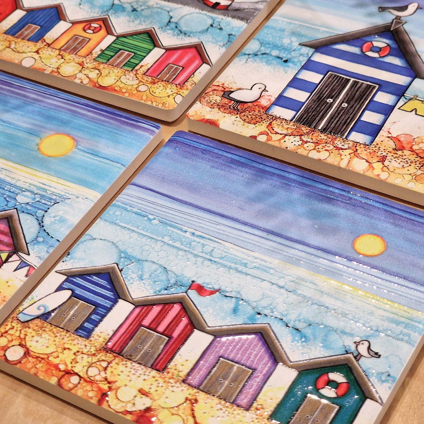 88-C BD 4 Beach Huts Coaster