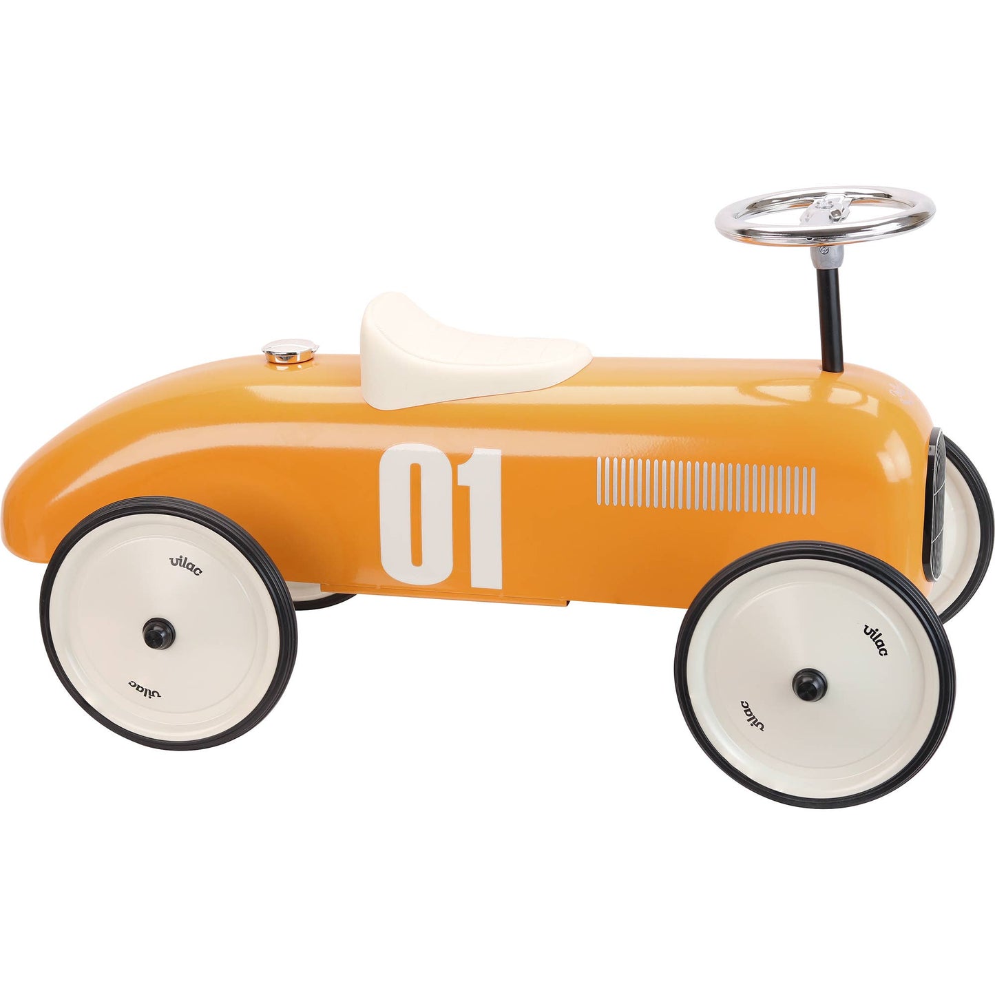 Vilac - Orange Metal Ride On Car Vintage Style Toy Vehicle