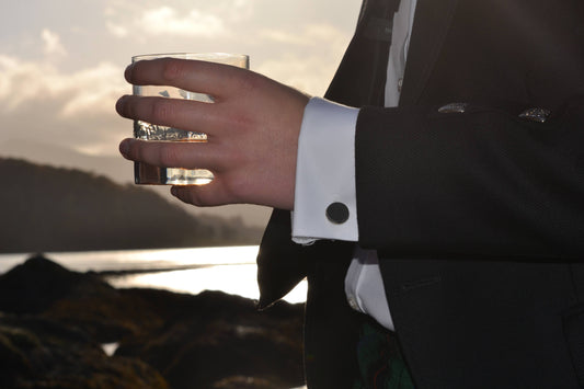 Silver-plated natural slate cufflinks