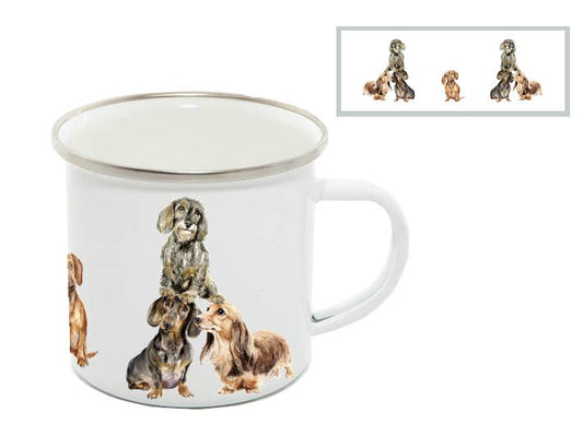 Enamel Mug, Dachshunds, The Dachshund Display Team!