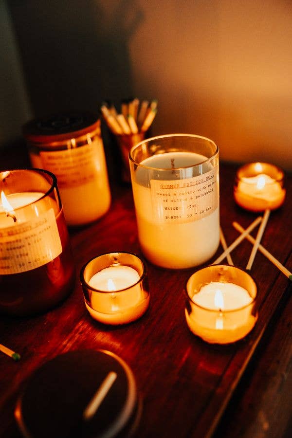 Large Natural 50-60hr Autumn Candle - Clear Recycled Glass