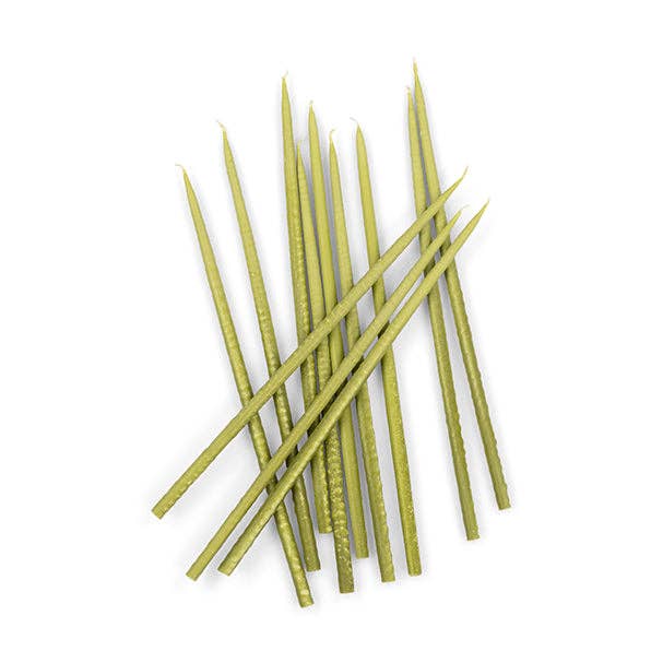 Thin Taper Candles - Olive Green