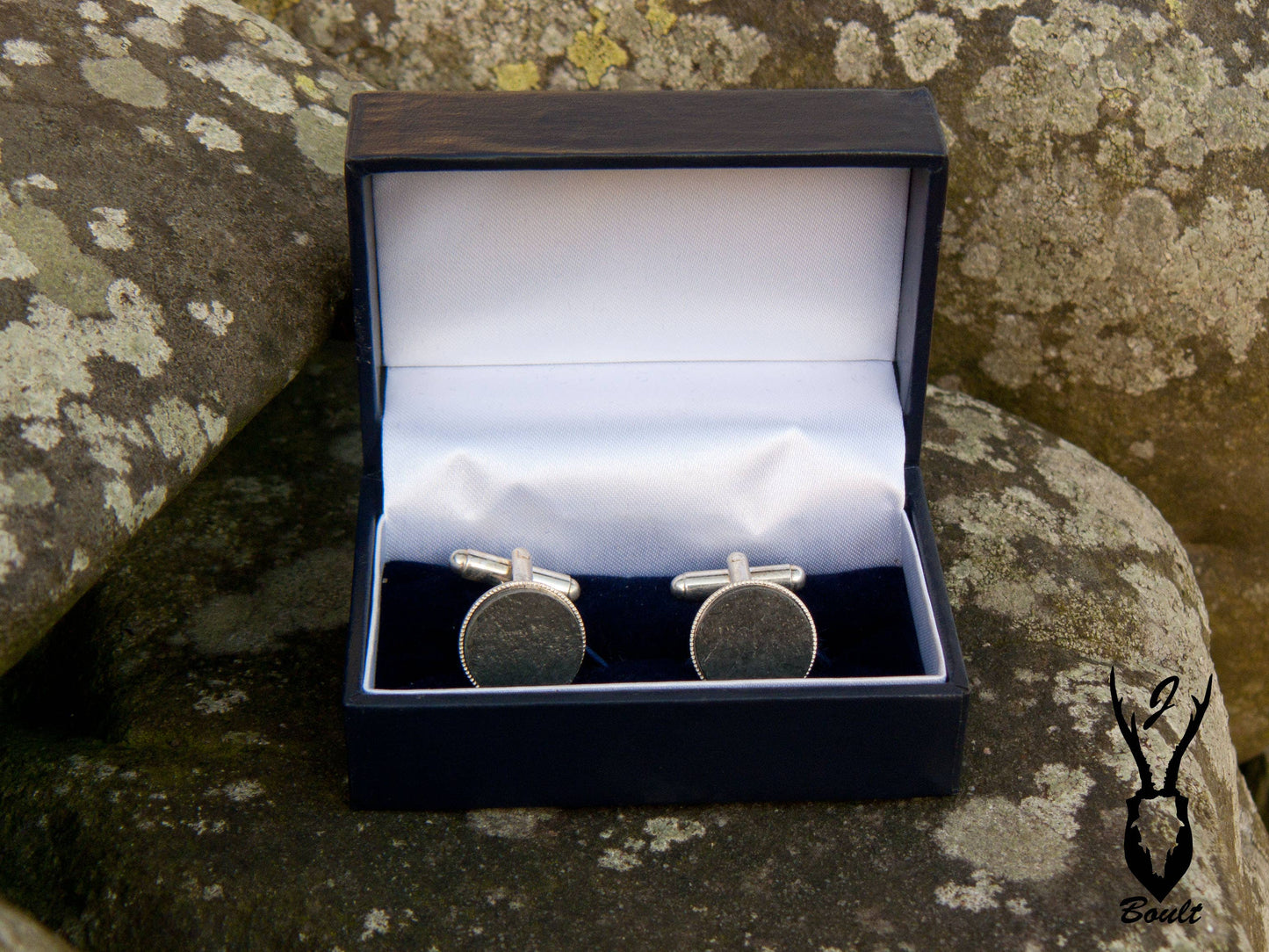 Silver-plated natural slate cufflinks