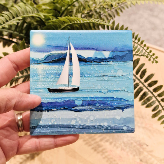85-C Nautical Sail Boat Coaster