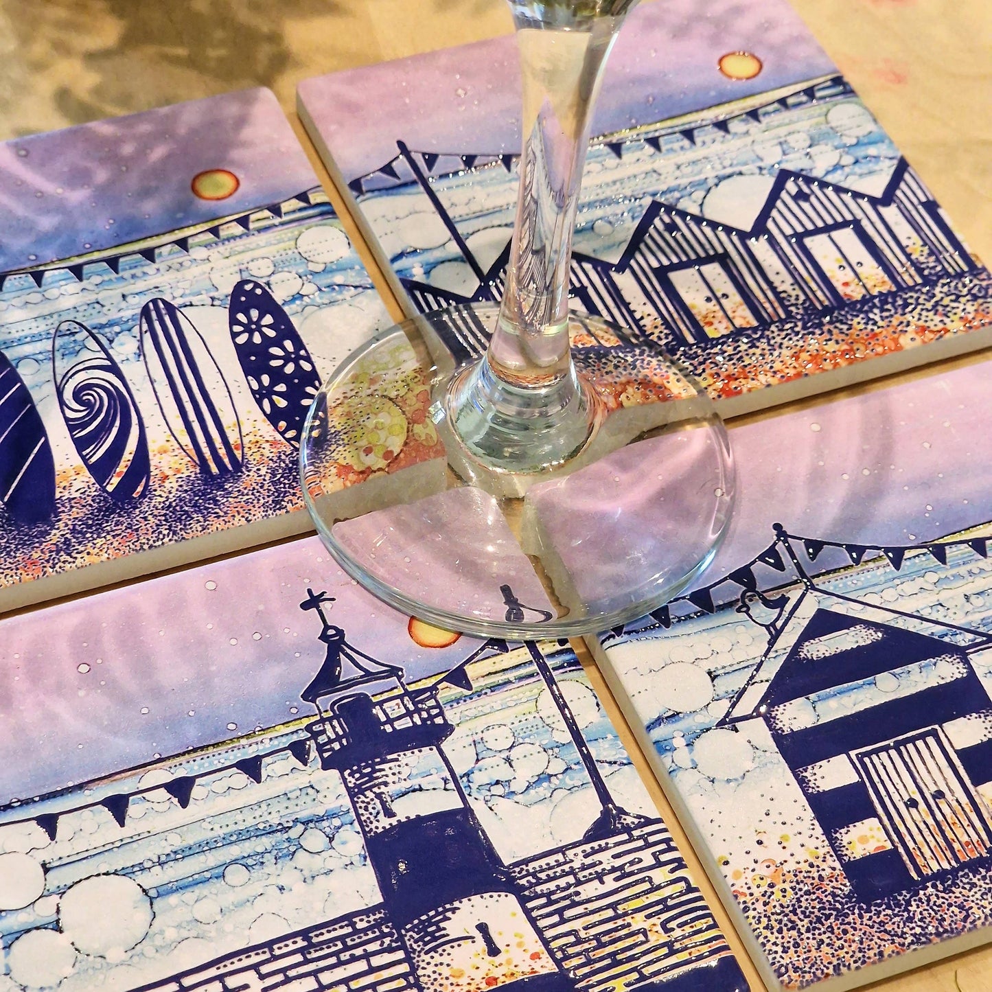 171-C Row Beach Huts (CR) Coaster