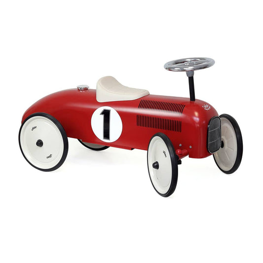 Vilac Red With White Wheels Ride-On Car Vintage Style Toy