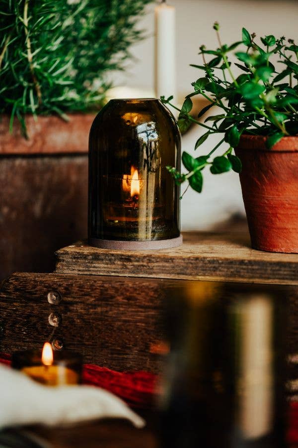 Classic Olive Green Glass Tealight Dome