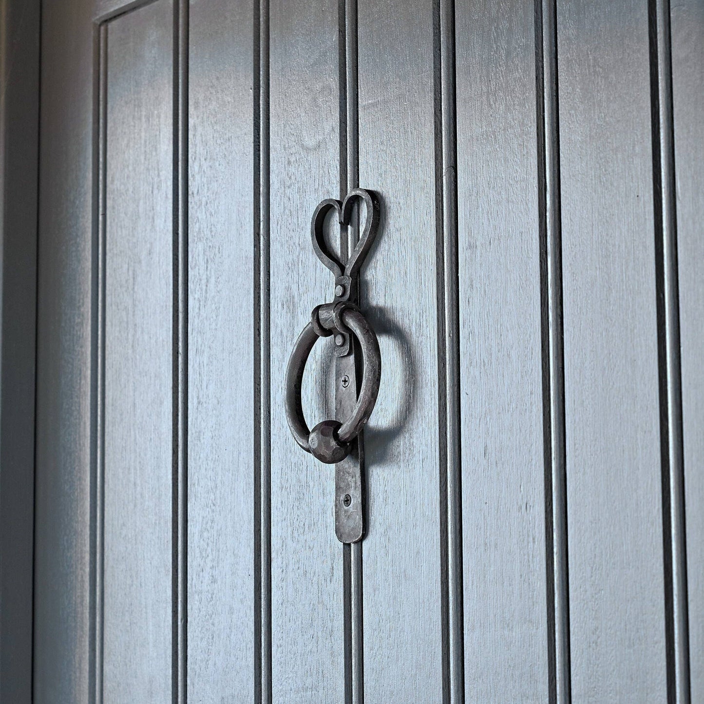 Iron Heart-Shaped Door Knocker - Hand Forged - Black