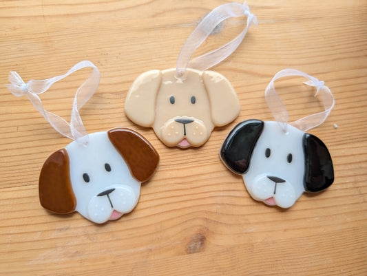 Handmade Fused Glass Dog Hanging Decoration
