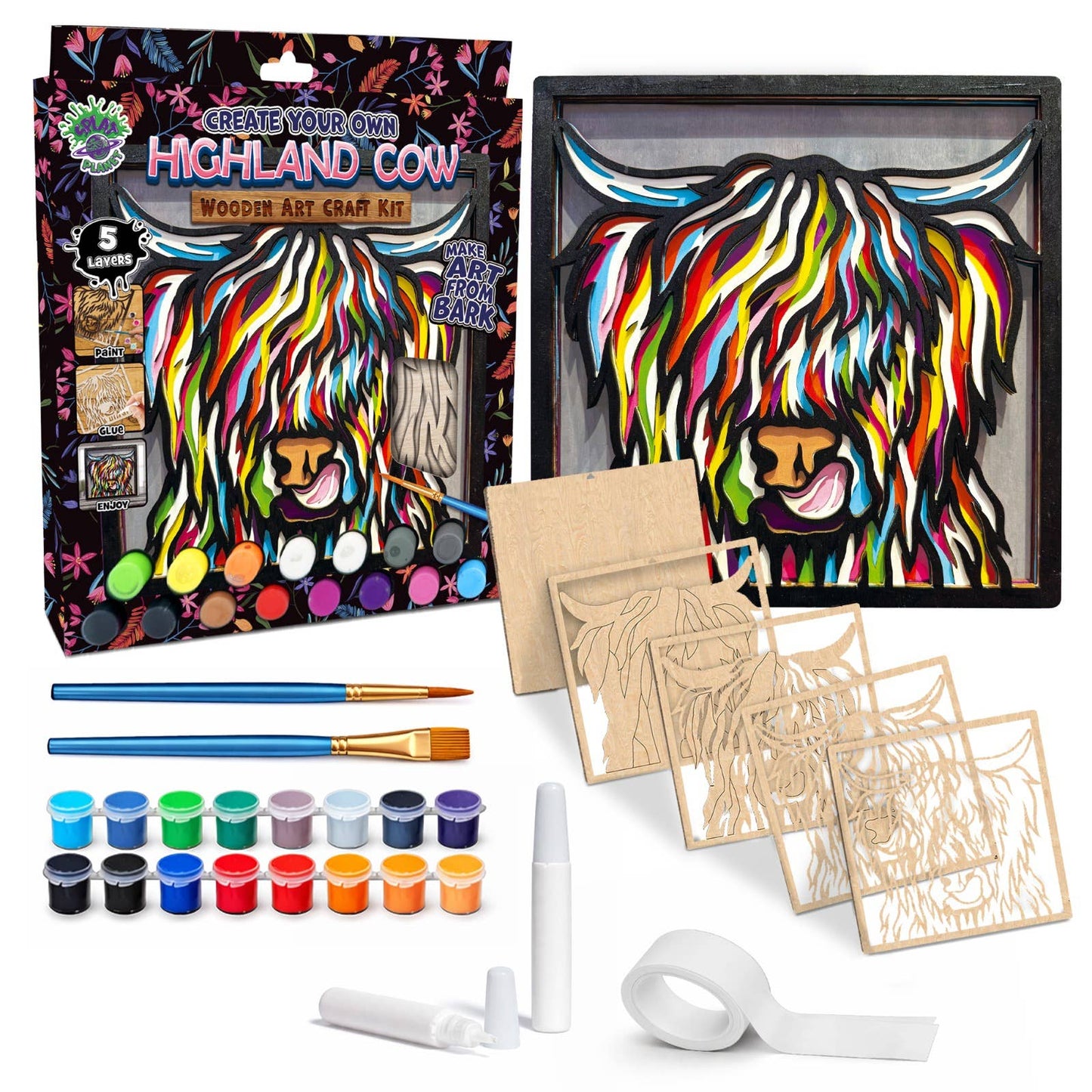 Wooden Highland Cow Art Craft  Kit