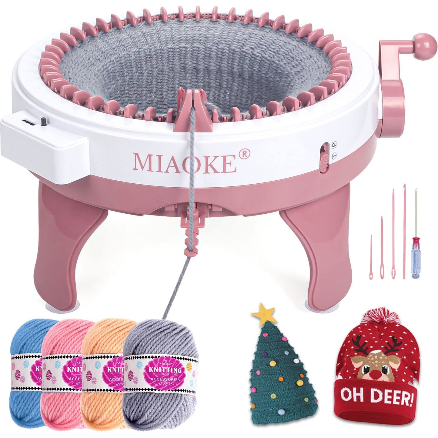 MIAOKE Knitting Machine, 48 Needles Weaving Loom Board Rotating Needle Machine for Adults and Kids, Large Size DIY Toys, Hand Woven, Like Hats Scarves