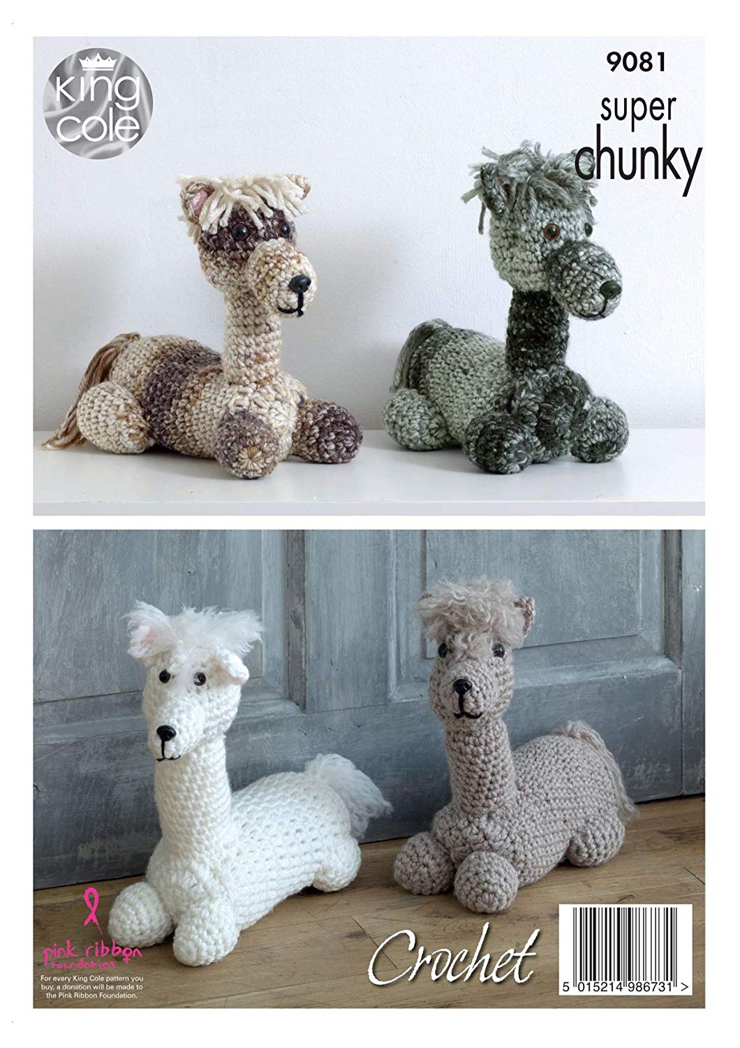 King Cole 9081 Crochet Pattern Andre the Alpaca Toy / Doorstop in King Cole Big Value Super Chunky