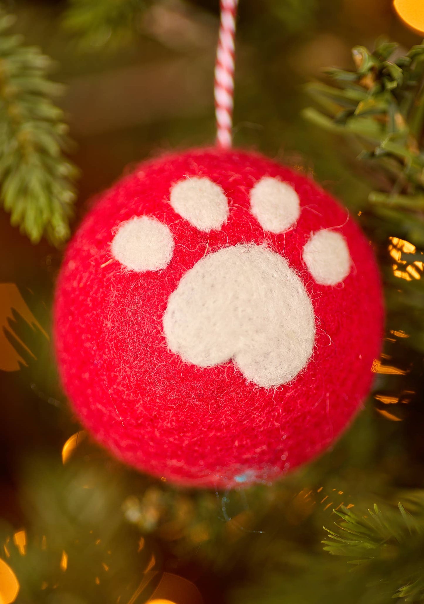 Felt Paw Print Baubles